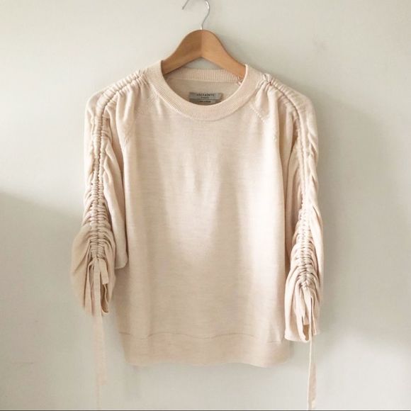 All Saints Merino Wool Ruched Sleeve Ero Sweater - Picture 5 of 10